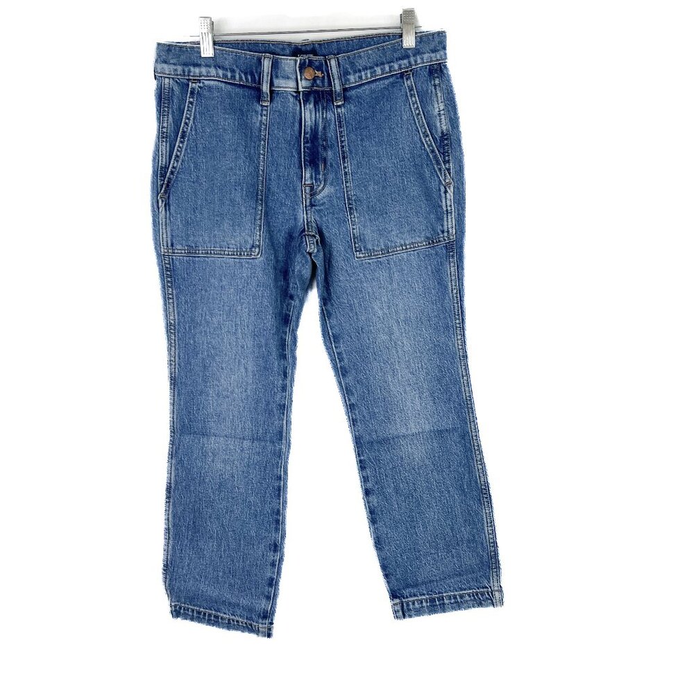 NWT J. Crew Factory Patch Pocket Cropped Straight Leg Jeans Size 27P 27 Petite